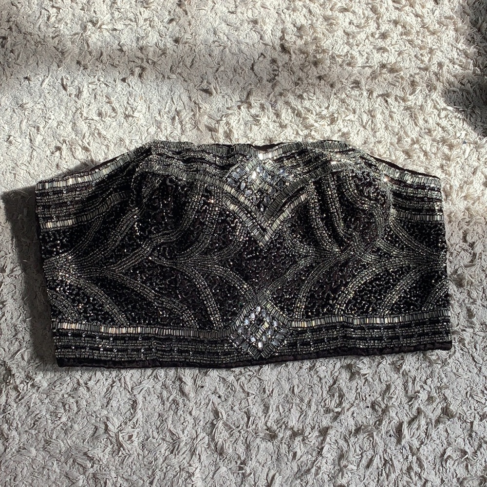 Velvet Beaded Crop Bustier
